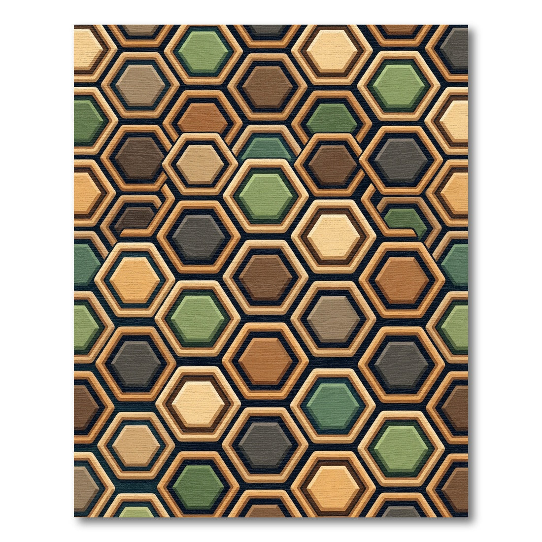 Earthy Tones Hexagonal Inlay Rug