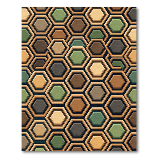Earthy Tones Hexagonal Inlay Rug