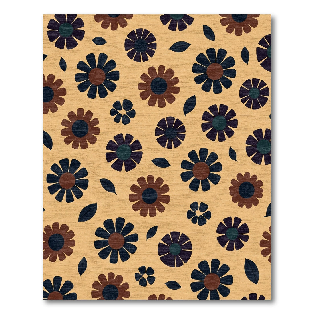 Retro Brown and Blue Floral Bloom Rug
