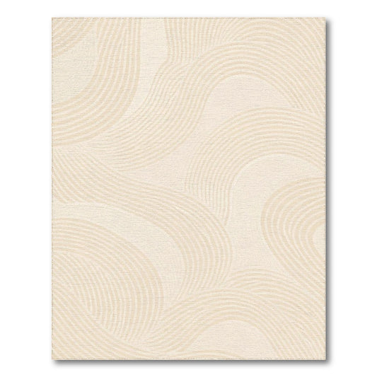 Beige Wavy Abstract Area Rug