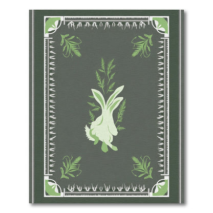 Charming Green Hare Foliage Border Rug
