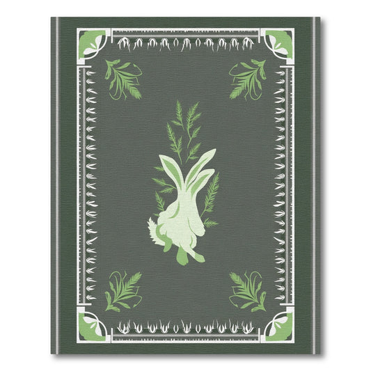 Charming Green Hare Foliage Border Rug