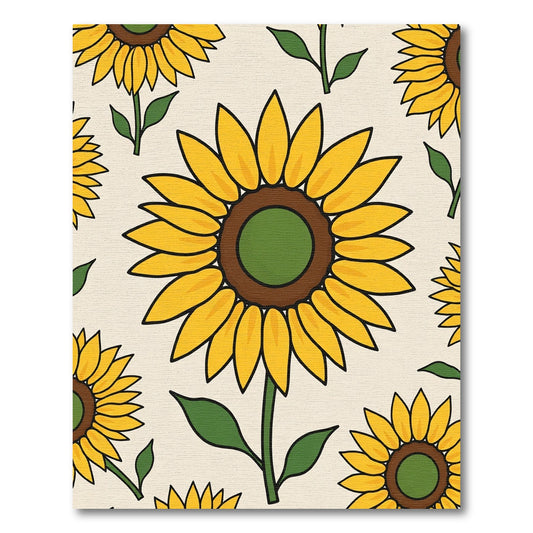Yellow Sunflowers With Green Center Rug