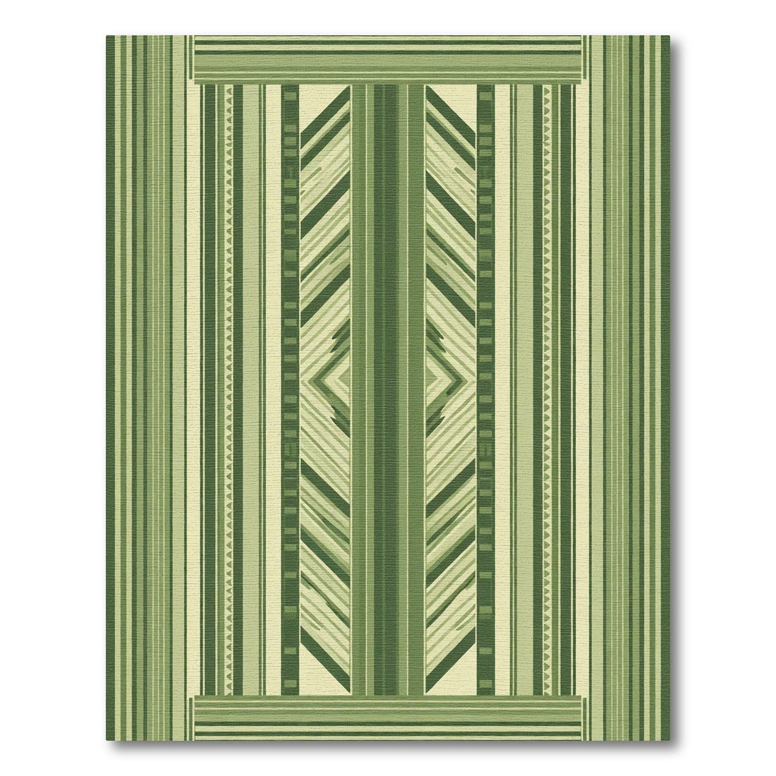 Emerald Green Striped Geometric Rug
