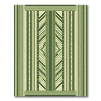 Emerald Green Striped Geometric Rug