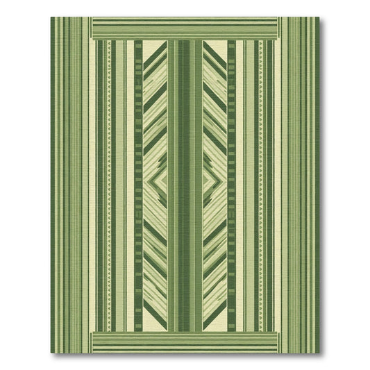 Emerald Green Striped Geometric Rug