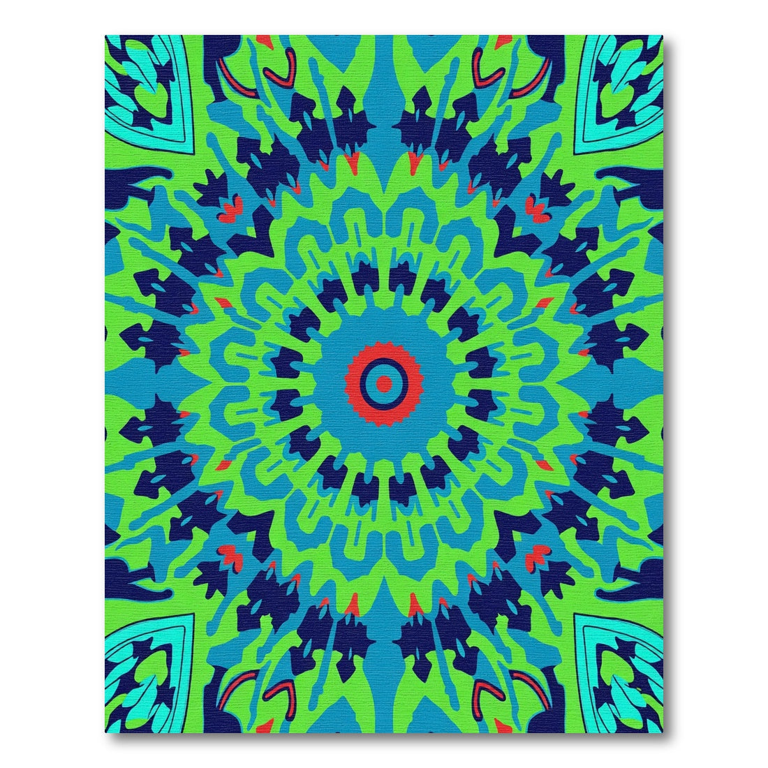 Vibrant Lime Geometric Radial Design Rug