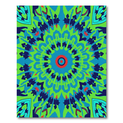 Vibrant Lime Geometric Radial Design Rug