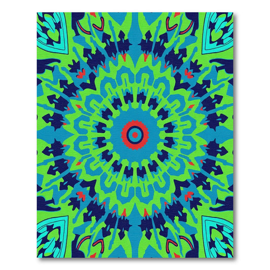 Vibrant Lime Geometric Radial Design Rug