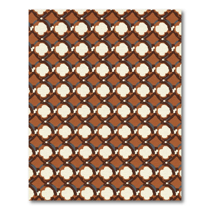 Brown Clover Lattice Geometric Repeating Rug