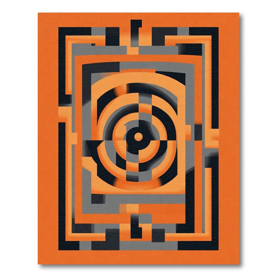 Vivid Orange Geometric Concentric Circles Rug