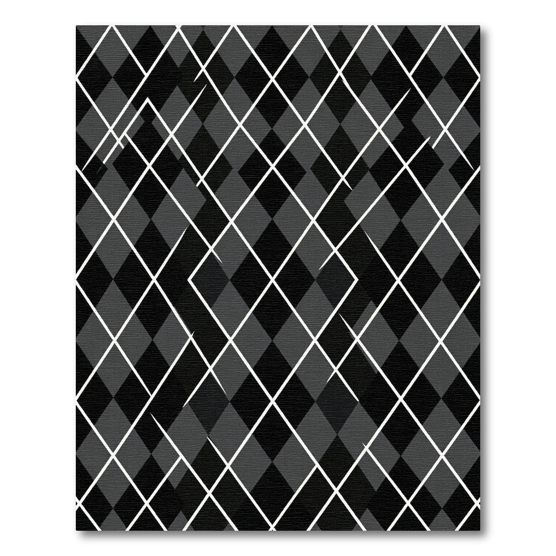 Dark Gray White Diamond Intersecting Lines Rug