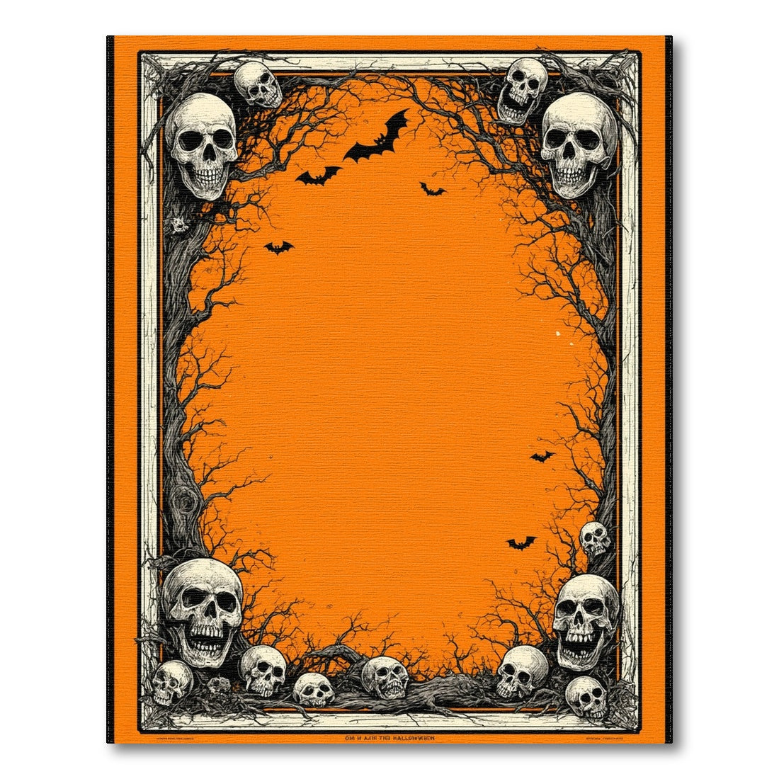 Halloween Skulls Orange Area Rug