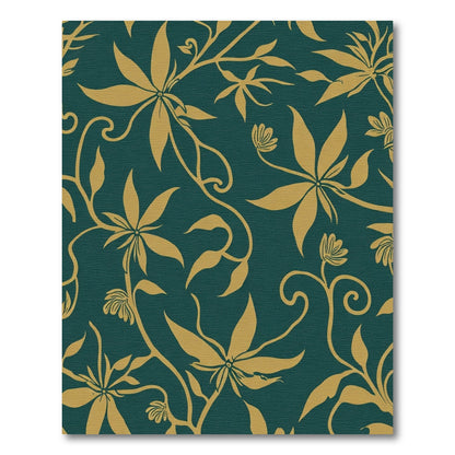 Golden Vine Teal Floral Rug