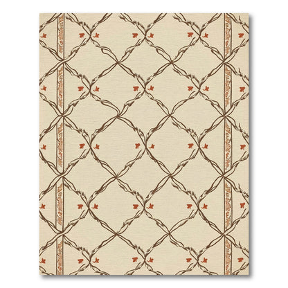 Cream Lattice With Red Vine Accents Rug