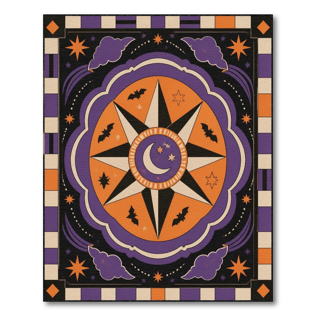 Purple Celestial Star Halloween Area Rug