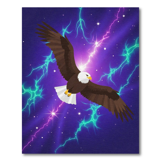 Majestic Eagle Amidst Cosmic Lightning Rug