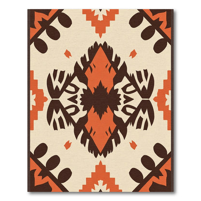 Earthy Orange Cream Folk Medallion Rug