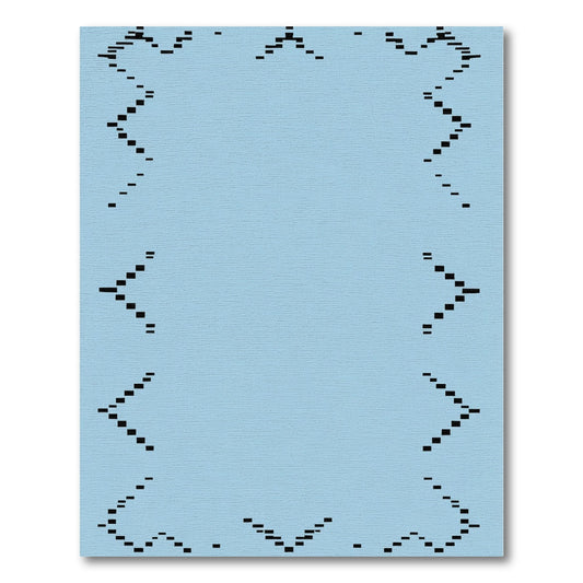 Geometric Black Pixelated Edge Rug