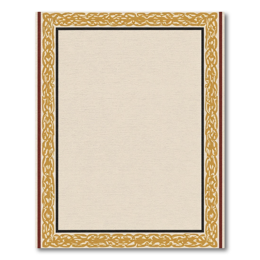 Gold Red Black Abstract Border Rug