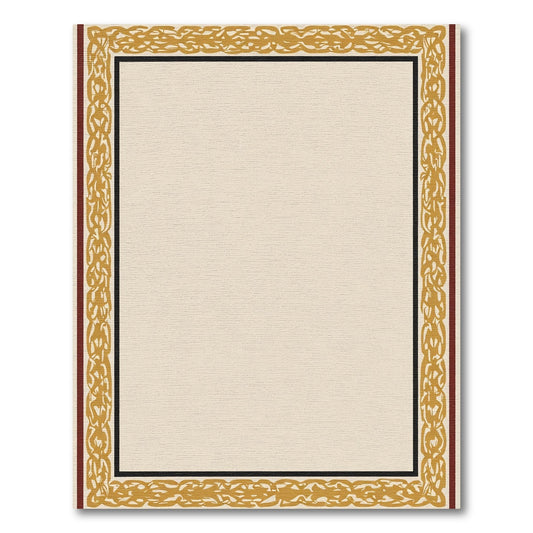 Gold Red Black Abstract Border Rug