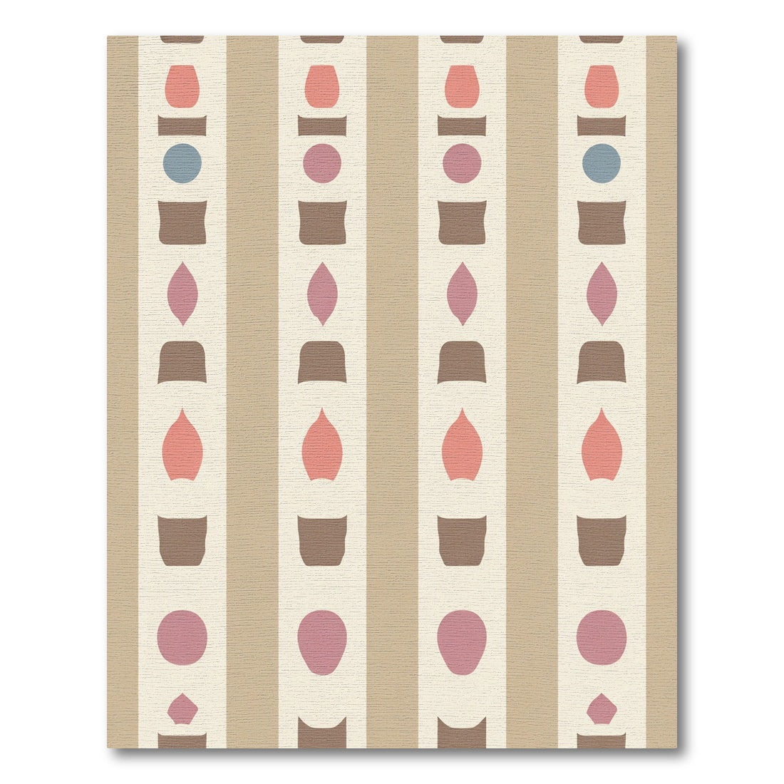 Coral Pink Blue Abstract Stripe Shapes Rug