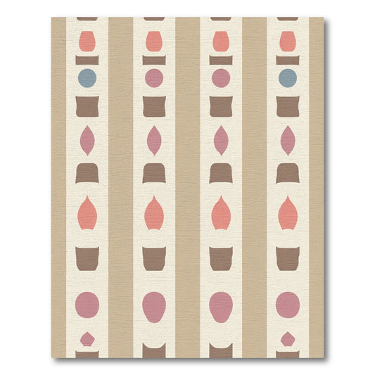 Coral Pink Blue Abstract Stripe Shapes Rug