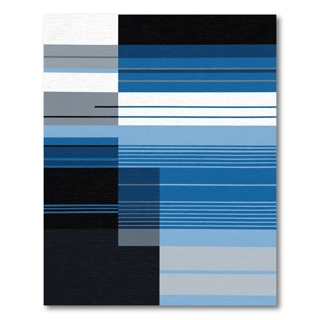 Modern Blue Grayscale Geometric Lines Rug
