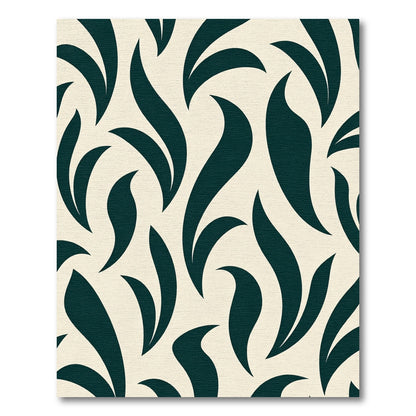 Deep Teal Abstract Leaf Swirl Rug