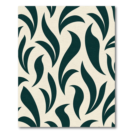 Deep Teal Abstract Leaf Swirl Rug