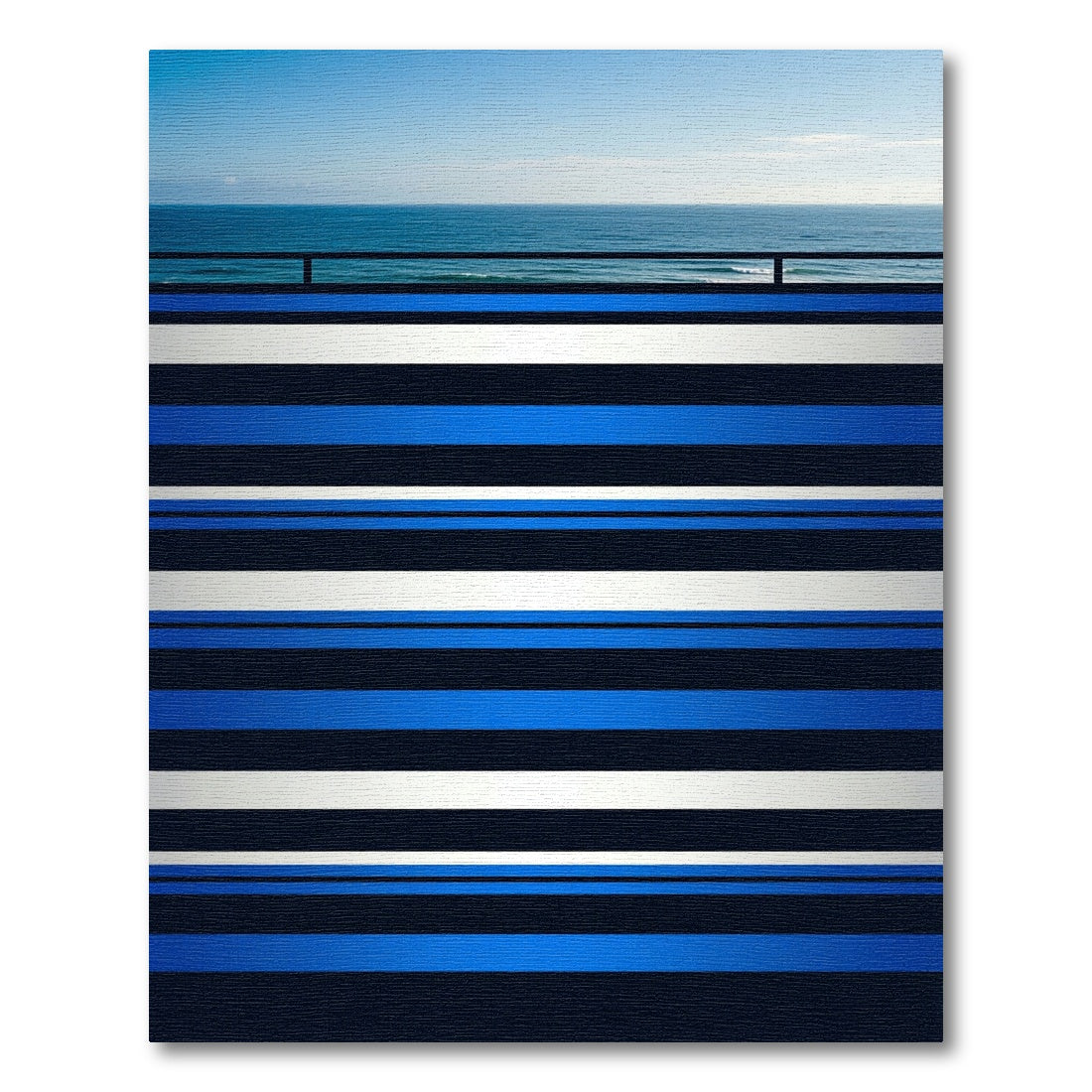 Modern Blue White Stripe Rug