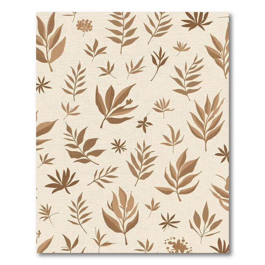 Earthy Tan Botanical Leaf Collage Rug