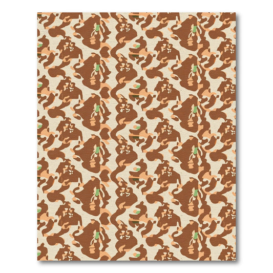 Earthy Camouflage Abstract Organic Forms Rug