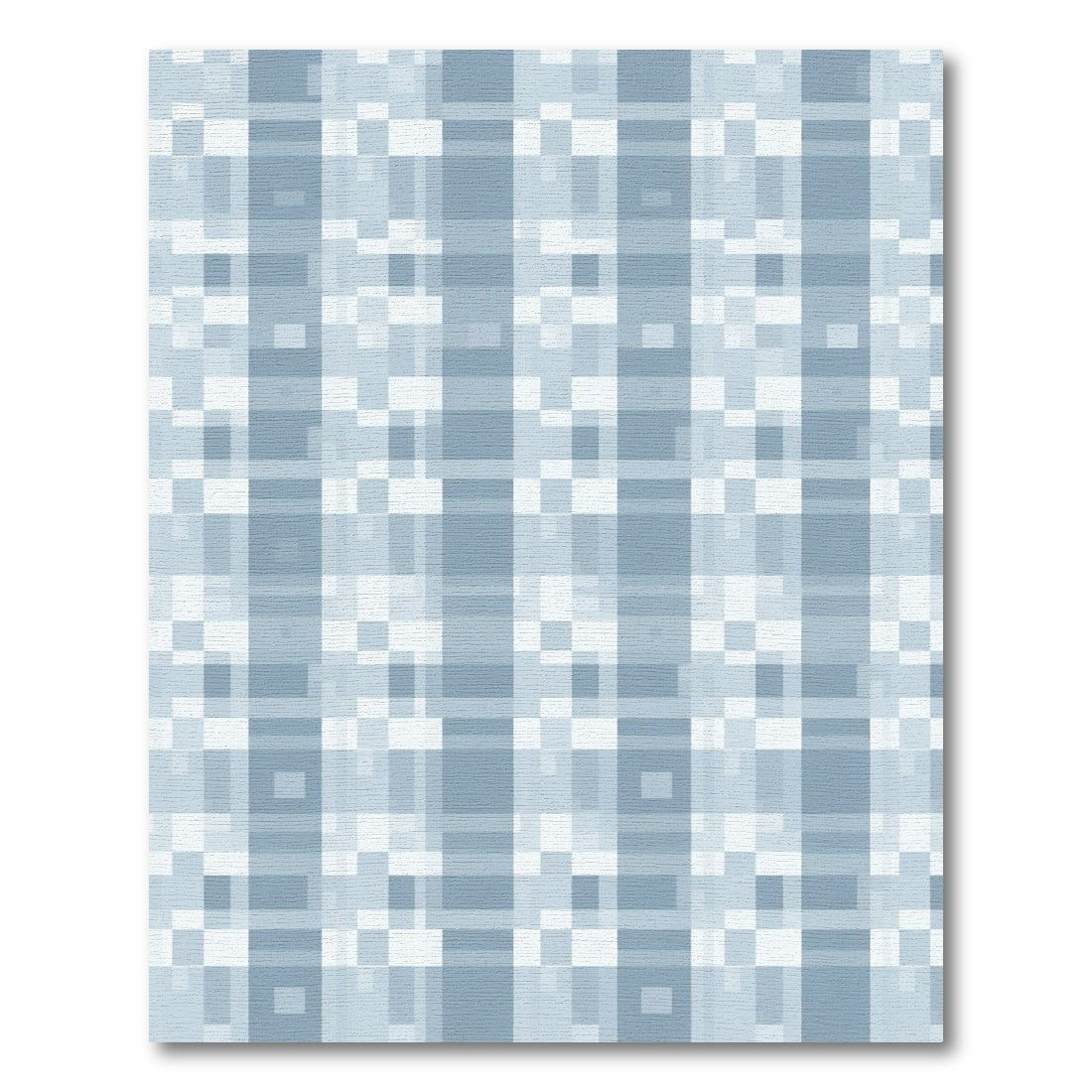 Soft Blue Plaid Geometric Squares Rug