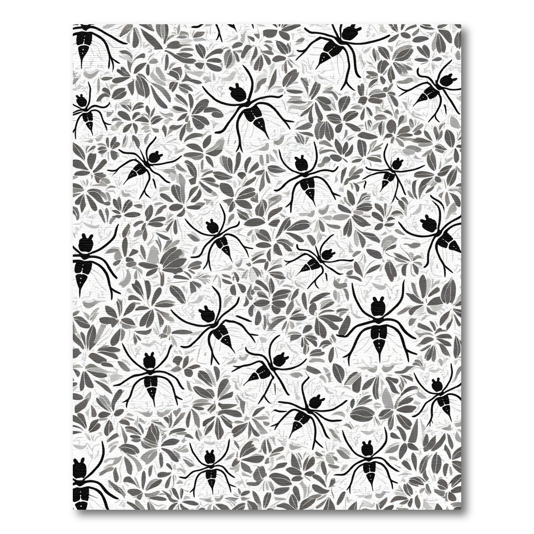 Black Spider Silhouette Floral Pattern Rug
