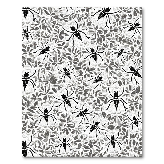 Black Spider Silhouette Floral Pattern Rug