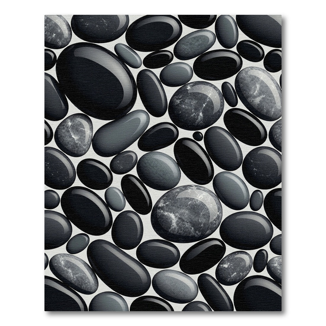 Dark Smooth River Stone Arrangement Rug