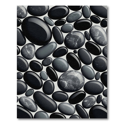 Dark Smooth River Stone Arrangement Rug