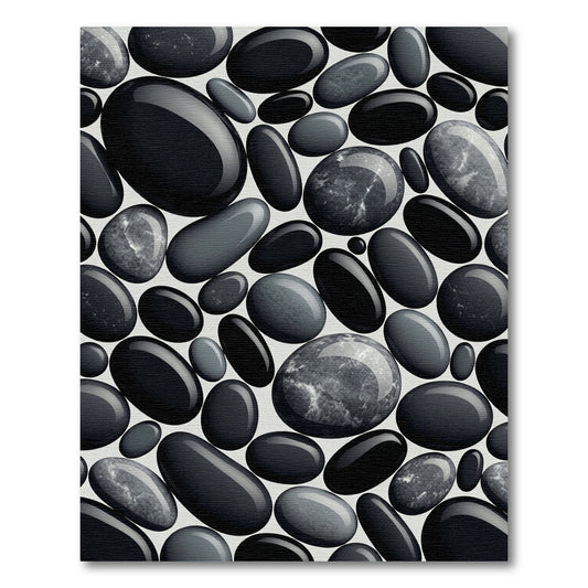 Dark Smooth River Stone Arrangement Rug