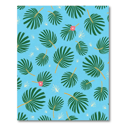 Aqua Green Leaf Blossom Scattered Rug