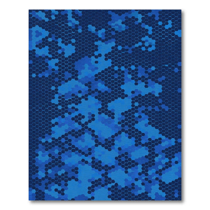 Deep Blue Hexagonal Camo Rug