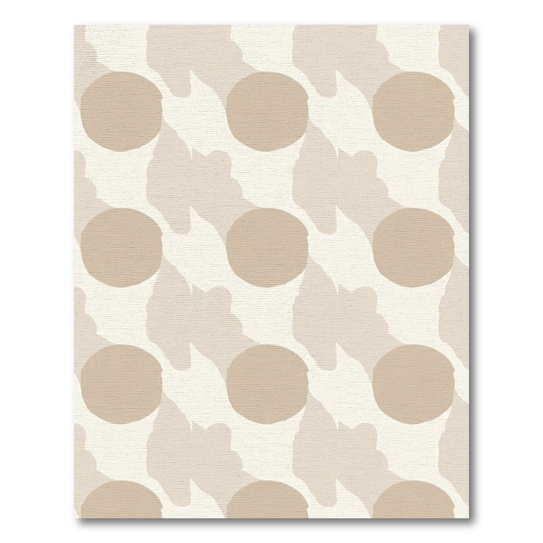 Cream and Tan Abstract Polka Dot Rug
