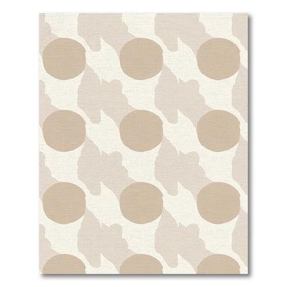 Cream and Tan Abstract Polka Dot Rug