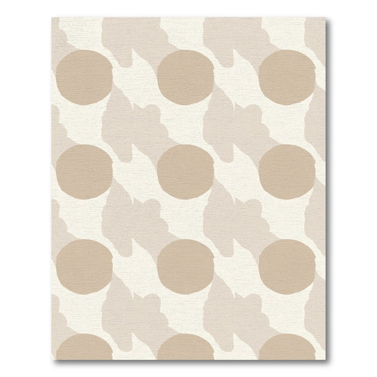 Cream and Tan Abstract Polka Dot Rug