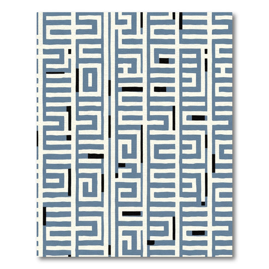 Blue Cream Navigational Maze Rug