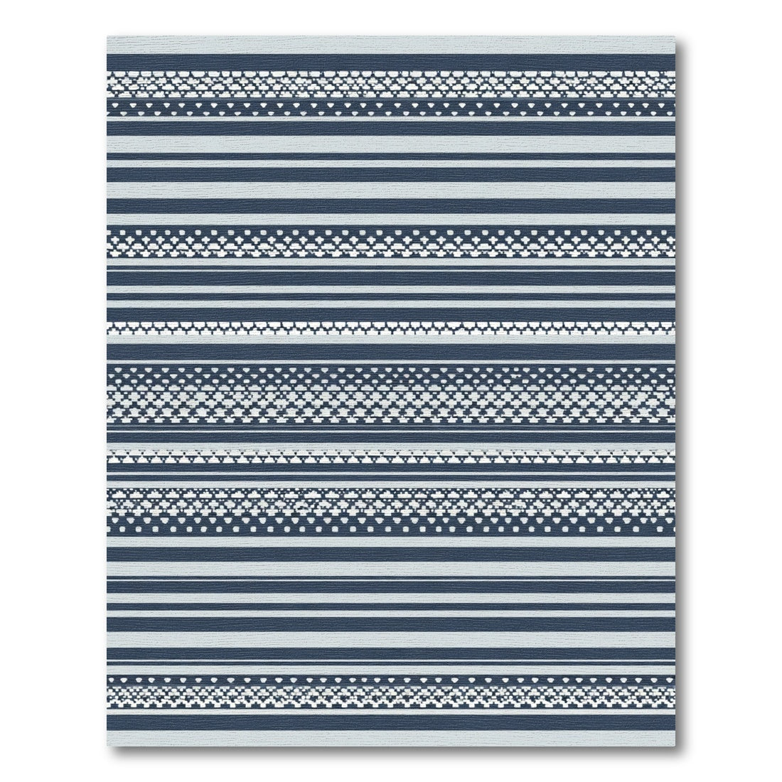 Midnight Blue and White Striped Borders Rug