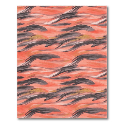 Orange Coral Wave Abstract Area Rug