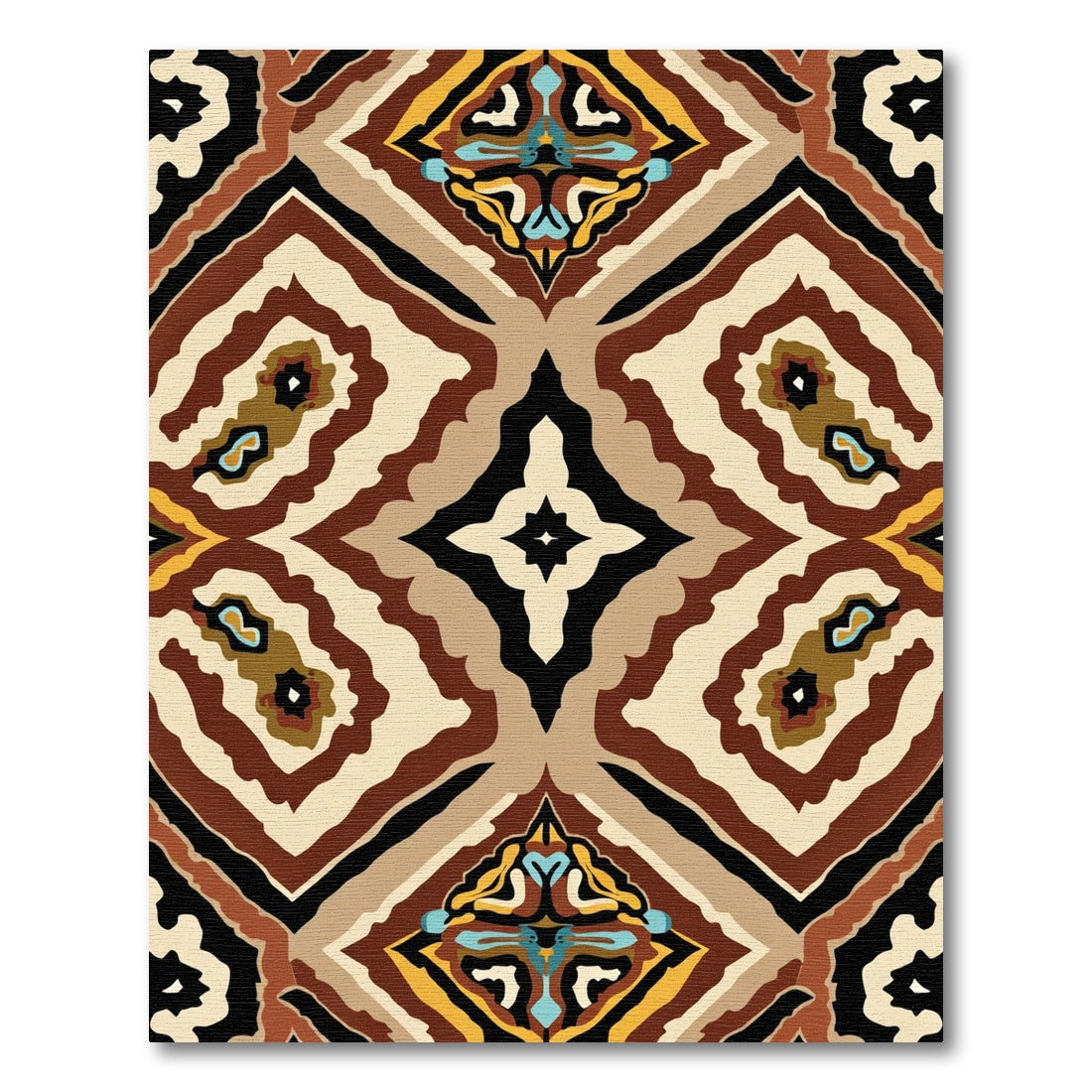 Earth Tones Warm Ethnic Diamond Rug