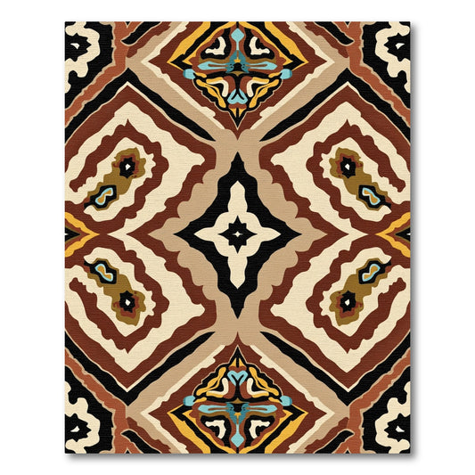 Earth Tones Warm Ethnic Diamond Rug