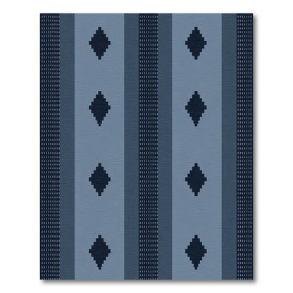 Indigo Diamond Stripe With Dotted Accents Rug